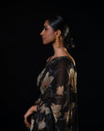 Lantern - Black Lily Silk Chiffon Embroidered Saree