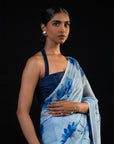 Sprig - Aqua Silk Chiffon Embroidered Saree