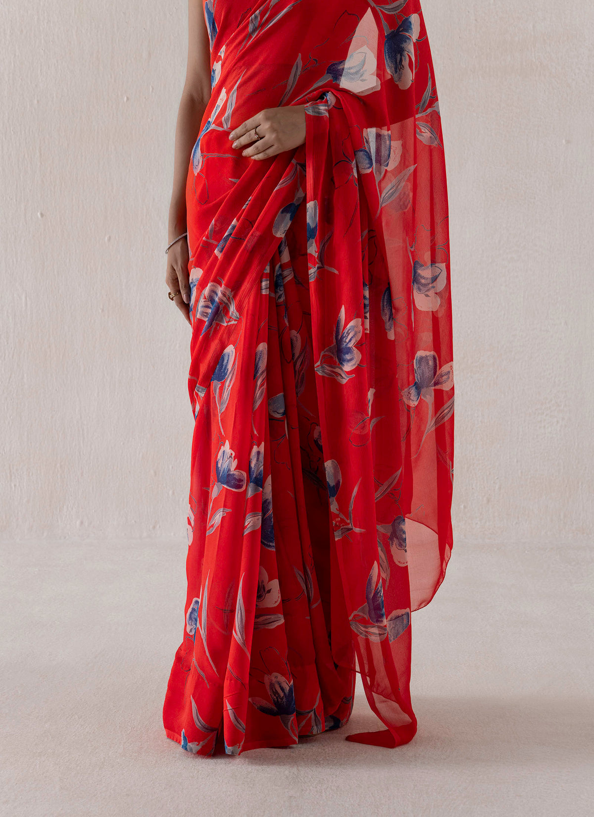 Ruby Reverie Ruby Reverie – Ruby Floral Pure Silk Chiffon | Vichitra – Vichitra Sarees