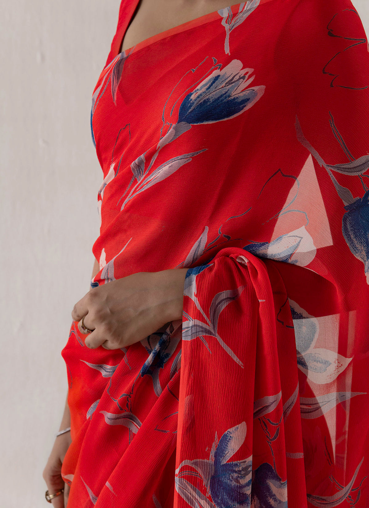 Ruby Reverie Ruby Reverie – Ruby Floral Pure Silk Chiffon | Vichitra – Vichitra Sarees