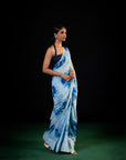 Sprig - Aqua Silk Chiffon Embroidered Saree