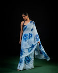 Sprig - Aqua Silk Chiffon Embroidered Saree