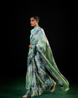Neel - Mint Floral Print Silk Saree
