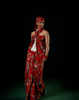 Bagh - Red Floral Print Saree