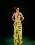 Mehfil - Lemon Floral Print Saree
