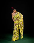 Mehfil - Lemon Floral Print Saree