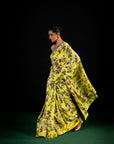 Mehfil - Lemon Floral Print Saree