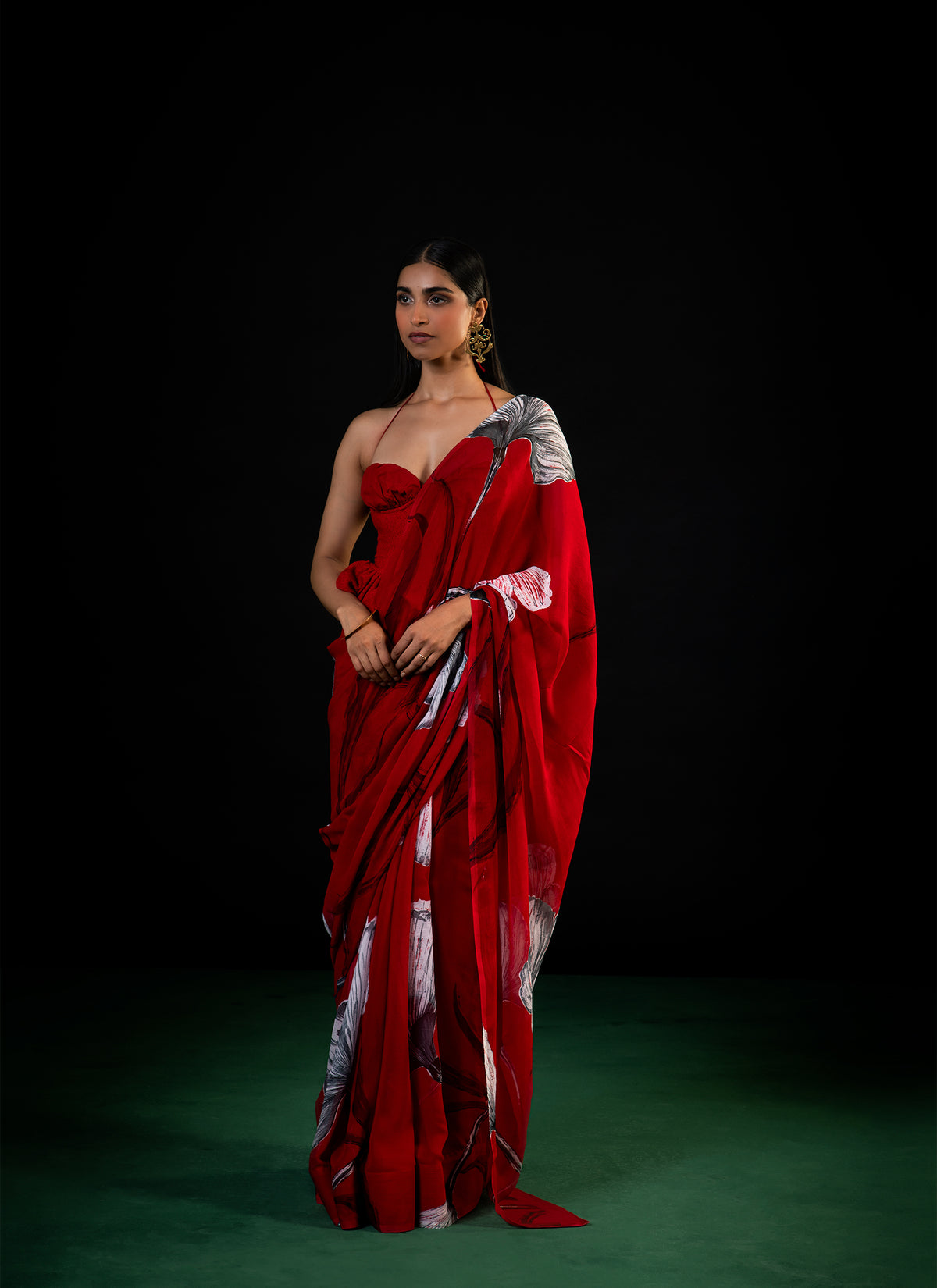 Lehar - Red Floral Print Saree