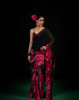 Sawan - Black Floral Print Saree