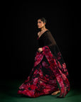 Sawan - Black Floral Print Saree