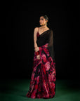 Sawan - Black Floral Print Saree