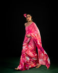 Sawan - Coral Floral Print Saree