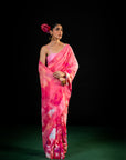 Sawan - Coral Floral Print Saree