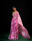 Bahaar - Pink Floral Print Saree