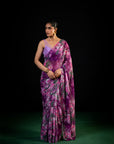 Gulaal - Purple Floral Print Saree