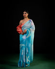 Lehar - Aqua Floral Print Saree