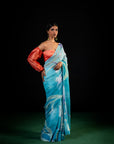 Lehar - Aqua Floral Print Saree