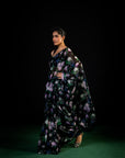Mehfil - Black Floral Print Saree