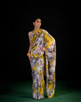 Gulaal - Olive Floral Print Saree