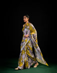 Gulaal - Olive Floral Print Saree
