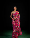 Mehfil - Magenta Floral Print Saree