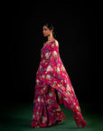 Mehfil - Magenta Floral Print Saree