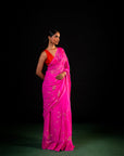 Vine - Pink Silk Chiffon Embroidered Saree