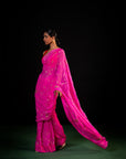 Vine - Pink Silk Chiffon Embroidered Saree