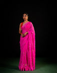 Vine - Pink Silk Chiffon Embroidered Saree