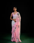 Magnolia - Shaded Pink Silk Chiffon Embroidered Saree