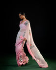 Magnolia - Shaded Pink Silk Chiffon Embroidered Saree