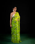 Vineyard - Teal Silk Chiffon Embroidered Saree