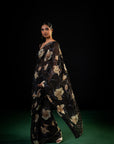 Lantern - Black Lily Silk Chiffon Embroidered Saree