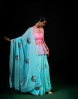 Willow - Powder Blue Silk Chiffon Embroidered Saree