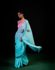 Willow - Powder Blue Silk Chiffon Embroidered Saree
